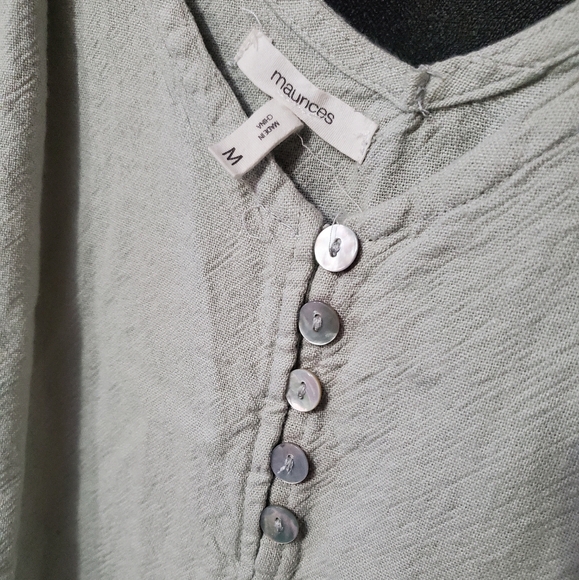 Maurice’s Sage Green V-Neck Beaded Spaghetti Strap Tank SZ M Linen Blend - Picture 2 of 7